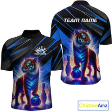 Load image into Gallery viewer, Blue Tiger Bowling Team Shirt Custom Bowling League Jersey for Men Bowling Outfit Polo &amp; 1/4 Zip QZT773