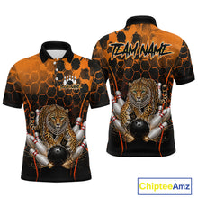 Load image into Gallery viewer, Orange Diomond Leopard Bowling Shirt for Men Custom Bowling Jersey Polo &amp; Quarter-Zip QZT1028