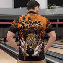 Load image into Gallery viewer, Orange Diomond Leopard Bowling Shirt for Men Custom Bowling Jersey Polo &amp; Quarter-Zip QZT1028