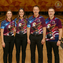 Load image into Gallery viewer, Custom American Flag Eagle Bowling Shirt for Men Patriotic Bowling Jersey Polo &amp; Quarter-Zip QZT1030