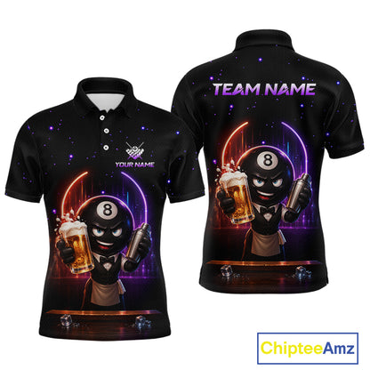 Custom 8 Ball Pool Shirt with Beer Personalized Billiard Team Jersey for Men Billiard Shirt BHT112