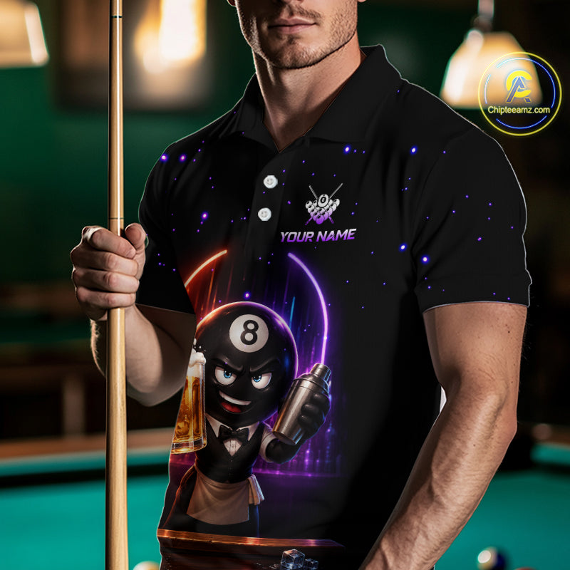 Custom 8 Ball Pool Shirt with Beer Personalized Billiard Team Jersey for Men Billiard Shirt BHT112
