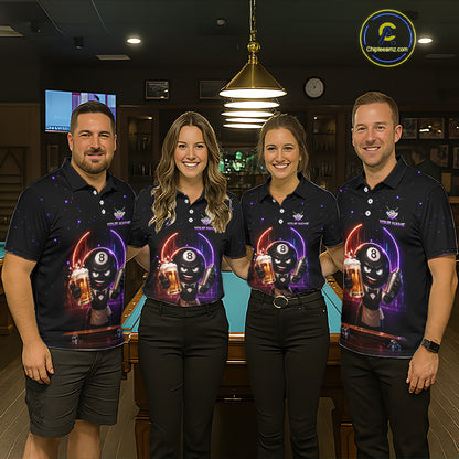 Custom 8 Ball Pool Shirt with Beer Personalized Billiard Team Jersey for Men Billiard Shirt BHT112