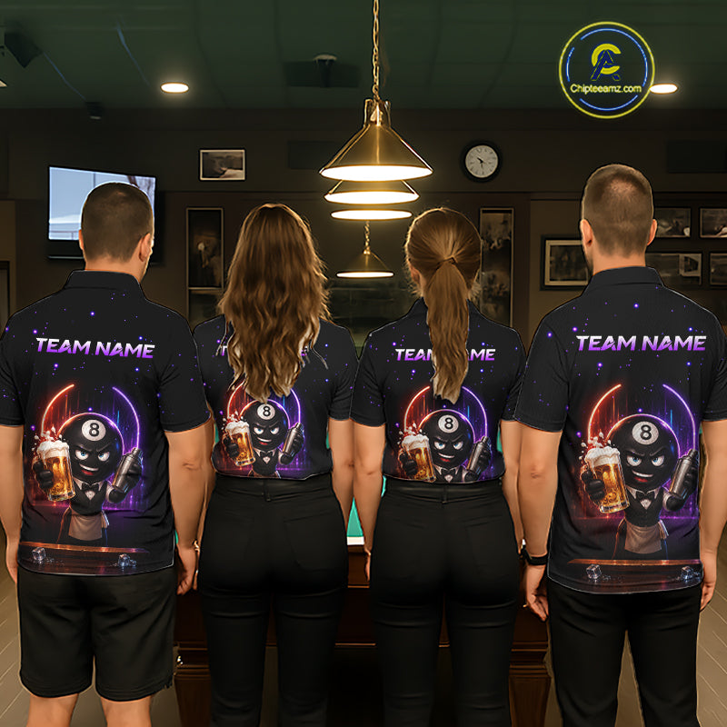 Custom 8 Ball Pool Shirt with Beer Personalized Billiard Team Jersey for Men Billiard Shirt BHT112