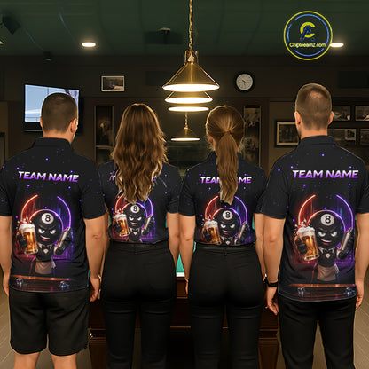 Custom 8 Ball Pool Shirt with Beer Personalized Billiard Team Jersey for Men Billiard Shirt BHT112