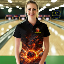 Load image into Gallery viewer, Custom Flame Dragon Bowling Shirt for Women Bowling Jersey Polo &amp; Quarter-Zip Bowling Outfit QZT996