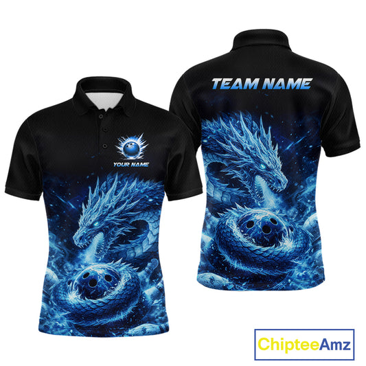 Ice Dragon Bowling Team Shirt Custom Bowling Jersey for Men Bowling Outfit QZT997