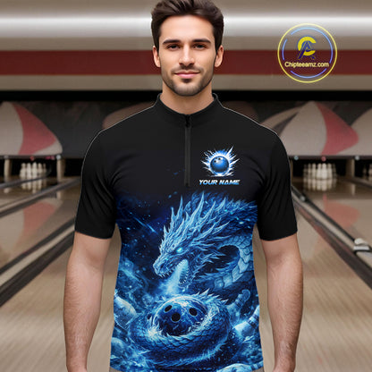 Ice Dragon Bowling Team Shirt Custom Bowling Jersey for Men Bowling Outfit QZT997