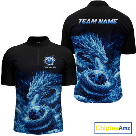 Ice Dragon Bowling Team Shirt Custom Bowling Jersey for Men Bowling Outfit QZT997
