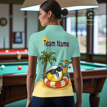 Load image into Gallery viewer, Custom Funny 9 Ball Billiard Shirts for Women Summer Billiard Jersey Polo &amp; 1/4 Zip Pool Shirt BHT25