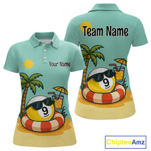 Load image into Gallery viewer, Custom Funny 9 Ball Billiard Shirts for Women Summer Billiard Jersey Polo &amp; 1/4 Zip Pool Shirt BHT25