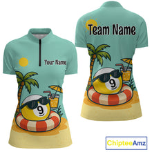 Load image into Gallery viewer, Custom Funny 9 Ball Billiard Shirts for Women Summer Billiard Jersey Polo &amp; 1/4 Zip Pool Shirt BHT25
