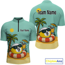 Load image into Gallery viewer, Custom Funny 9 Ball Billiard Shirts for Men Summer Billiard Jersey Polo &amp; 1/4 Zip Pool Shirt BHT25
