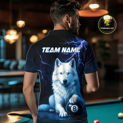 Custom Wolf 8 Ball Billiard Shirts for Men Billiard Jersey Polo & 1/4 Zip Pool Shirt BHT26