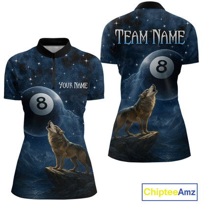 Custom Wolf 8 Ball Billiard Shirts for Women Night Realm Billiard Jersey Pool Shirt BHT27