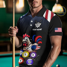 Load image into Gallery viewer, Custom Funny American Flag Chicken Billiard Shirt for Men Billiard Jersey Polo &amp; Quarter-Zip Pool Shirt BHT28