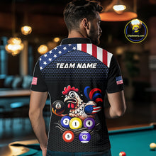 Load image into Gallery viewer, Custom Funny American Flag Chicken Billiard Shirt for Men Billiard Jersey Polo &amp; Quarter-Zip Pool Shirt BHT28