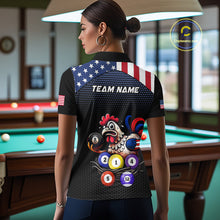 Load image into Gallery viewer, Custom Funny American Flag Chicken Billiard Shirt for Women Billiard Jersey Polo &amp; Quarter-Zip Pool Shirt BHT28