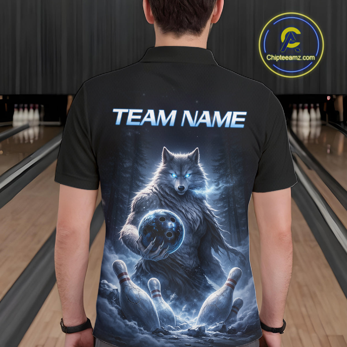 Custom Wolf Bowling Team Shirt for Men Bowling League Jersey Polo & Quarter-Zip Bowling Shirt QZT880