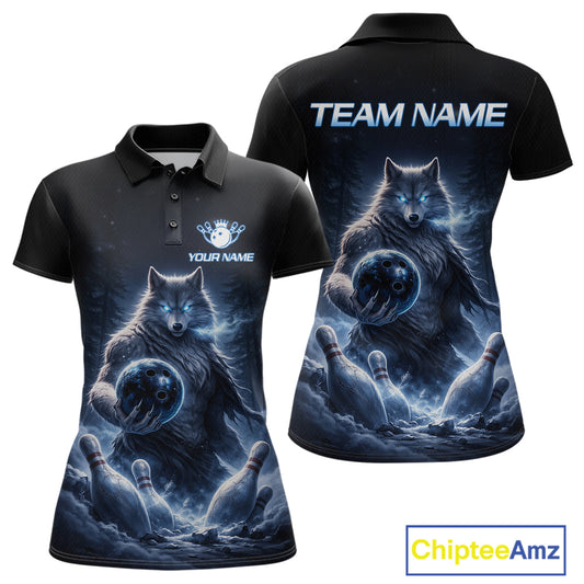 Custom Wolf Bowling Team Shirt for Women Bowling League Jersey Polo & Quarter-Zip Bowling Shirt QZT880