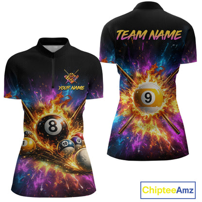 Colorful sports jersey with billiard ball design and 'Team Name' text on a white background
