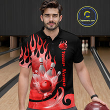 Load image into Gallery viewer, Red Flame Bowling Team Shirt for Men Bowling League Jersey Polo &amp; 1/4 Zip Bowling Outfit QZT782