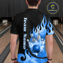 Load image into Gallery viewer, Blue Flame Bowling Team Shirt for Men Bowling League Jersey Polo &amp; 1/4 Zip Bowling Outfit QZT782