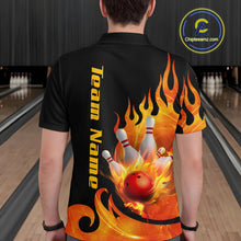 Load image into Gallery viewer, Orange Flame Bowling Team Shirt for Men Bowling League Jersey Polo &amp; 1/4 Zip Bowling Outfit QZT782