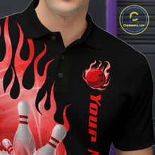 Load image into Gallery viewer, Red Flame Bowling Team Shirt for Men Bowling League Jersey Polo &amp; 1/4 Zip Bowling Outfit QZT782