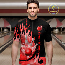 Load image into Gallery viewer, Red Flame Bowling Team Shirt for Men Bowling League Jersey Polo &amp; 1/4 Zip Bowling Outfit QZT782