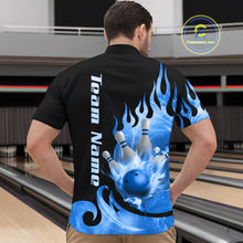 Load image into Gallery viewer, Blue Flame Bowling Team Shirt for Men Bowling League Jersey Polo &amp; 1/4 Zip Bowling Outfit QZT782