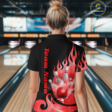 Load image into Gallery viewer, Red Flame Bowling Team Shirt for Women Bowling League Jersey Polo &amp; 1/4 Zip Bowling Outfit QZT782