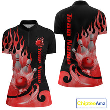 Load image into Gallery viewer, Red Flame Bowling Team Shirt for Women Bowling League Jersey Polo &amp; 1/4 Zip Bowling Outfit QZT782