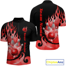 Load image into Gallery viewer, Red Flame Bowling Team Shirt for Men Bowling League Jersey Polo &amp; 1/4 Zip Bowling Outfit QZT782