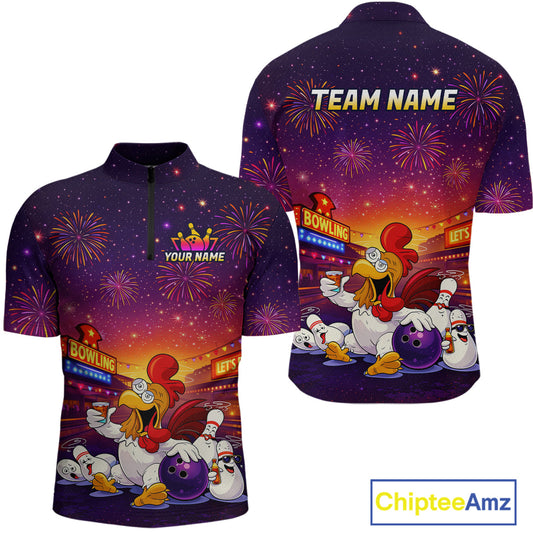 Custom Funny Kitchen Bowling Team Shirt for Men Bowling Jersey Polo & Quarter-Zip Bowling Outfit QZT885