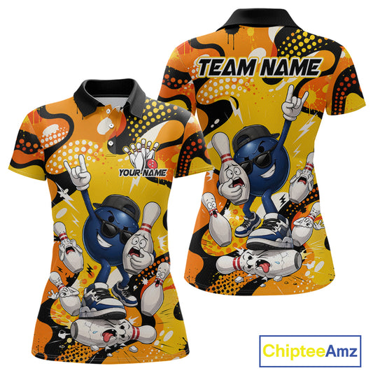 Colorful polo shirt with cartoon characters and 'Team Name' text on a white background