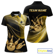 Load image into Gallery viewer, Bowling-themed polo shirt with customizable text on a white background