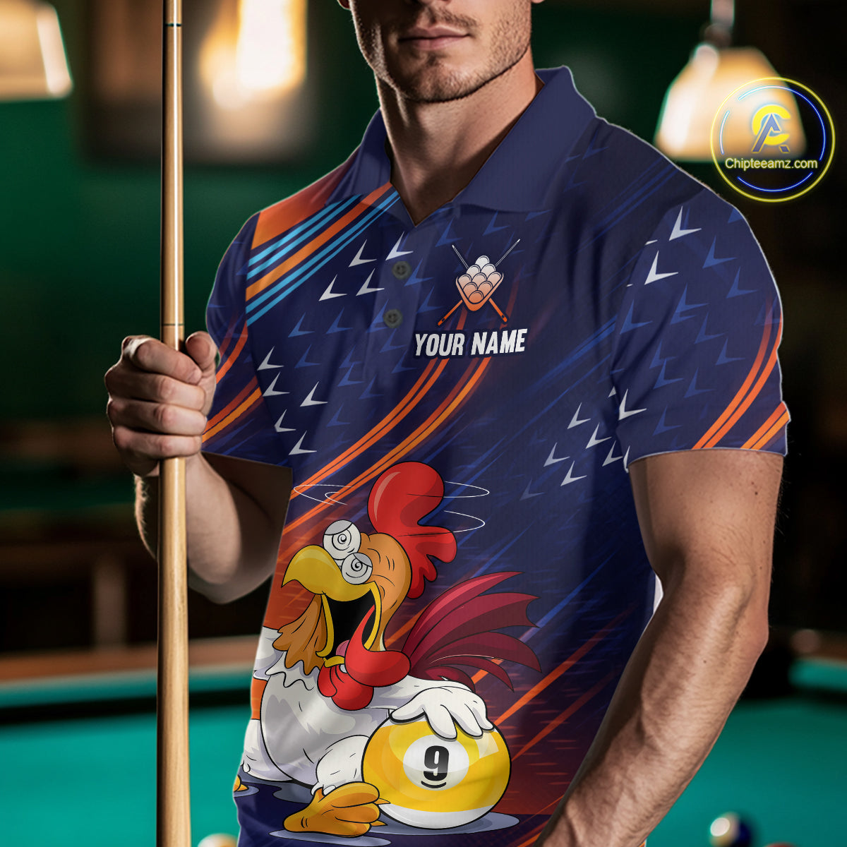 Funny Chicken Billiard Shirts for Men Custom 9 Ball Billiard Jersey Pool Shirt BHT12