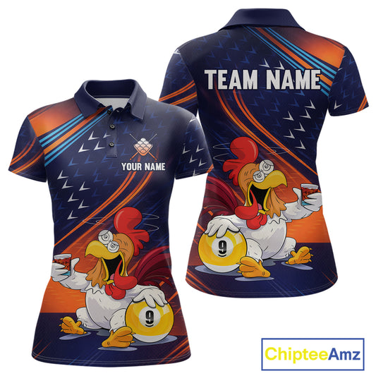 Funny Chicken Billiard Shirts for Women Custom 9 Ball Billiard Jersey Pool Shirt BHT12