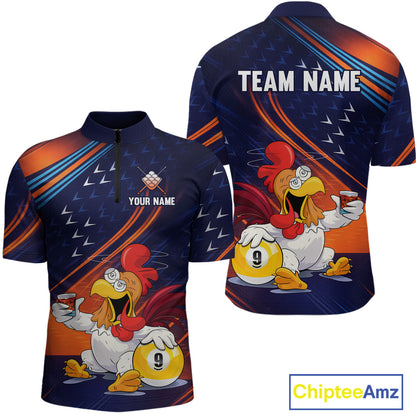 Funny Chicken Billiard Shirts for Men Custom 9 Ball Billiard Jersey Pool Shirt BHT12