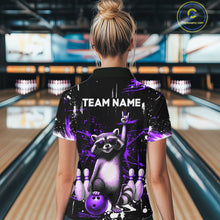 Load image into Gallery viewer, Custom Purple Funny Raccoon Dart Team Shirt for Women Dart Jersey Polo &amp; /4-Zip Dartboard Shirt Outfit DHT29