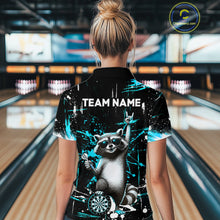 Load image into Gallery viewer, Custom Turquoise Funny Raccoon Dart Team Shirt for Women Dart Jersey Polo &amp; /4-Zip Dartboard Shirt Outfit DHT29