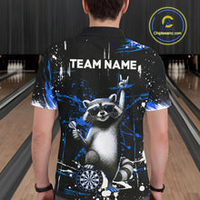 Load image into Gallery viewer, Custom Blue Funny Raccoon Dart Team Shirt for Men Dart Jersey Polo &amp; /4-Zip Dartboard Shirt Outfit DHT29