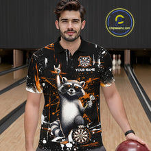 Load image into Gallery viewer, Custom Orange Funny Raccoon Dart Team Shirt for Men Dart Jersey Polo &amp; /4-Zip Dartboard Shirt Outfit DHT29
