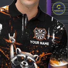 Load image into Gallery viewer, Custom Orange Funny Raccoon Dart Team Shirt for Men Dart Jersey Polo &amp; /4-Zip Dartboard Shirt Outfit DHT29