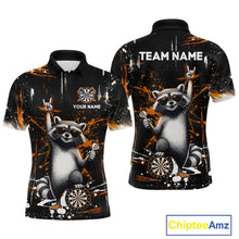 Load image into Gallery viewer, Custom Orange Funny Raccoon Dart Team Shirt for Men Dart Jersey Polo &amp; /4-Zip Dartboard Shirt Outfit DHT29