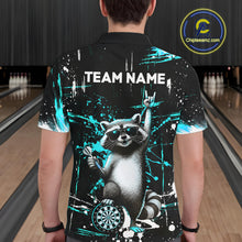 Load image into Gallery viewer, Custom Turquoise Funny Raccoon Dart Team Shirt for Men Dart Jersey Polo &amp; /4-Zip Dartboard Shirt Outfit DHT29