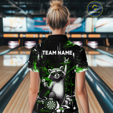 Load image into Gallery viewer, Custom Green Funny Raccoon Dart Team Shirt for Women Dart Jersey Polo &amp; /4-Zip Dartboard Shirt Outfit DHT29