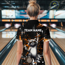 Load image into Gallery viewer, Custom Orange Funny Raccoon Dart Team Shirt for Women Dart Jersey Polo &amp; /4-Zip Dartboard Shirt Outfit DHT29