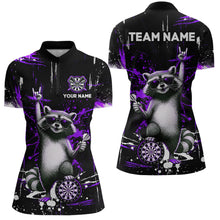 Load image into Gallery viewer, Custom Purple Funny Raccoon Dart Team Shirt for Women Dart Jersey Polo &amp; /4-Zip Dartboard Shirt Outfit DHT29